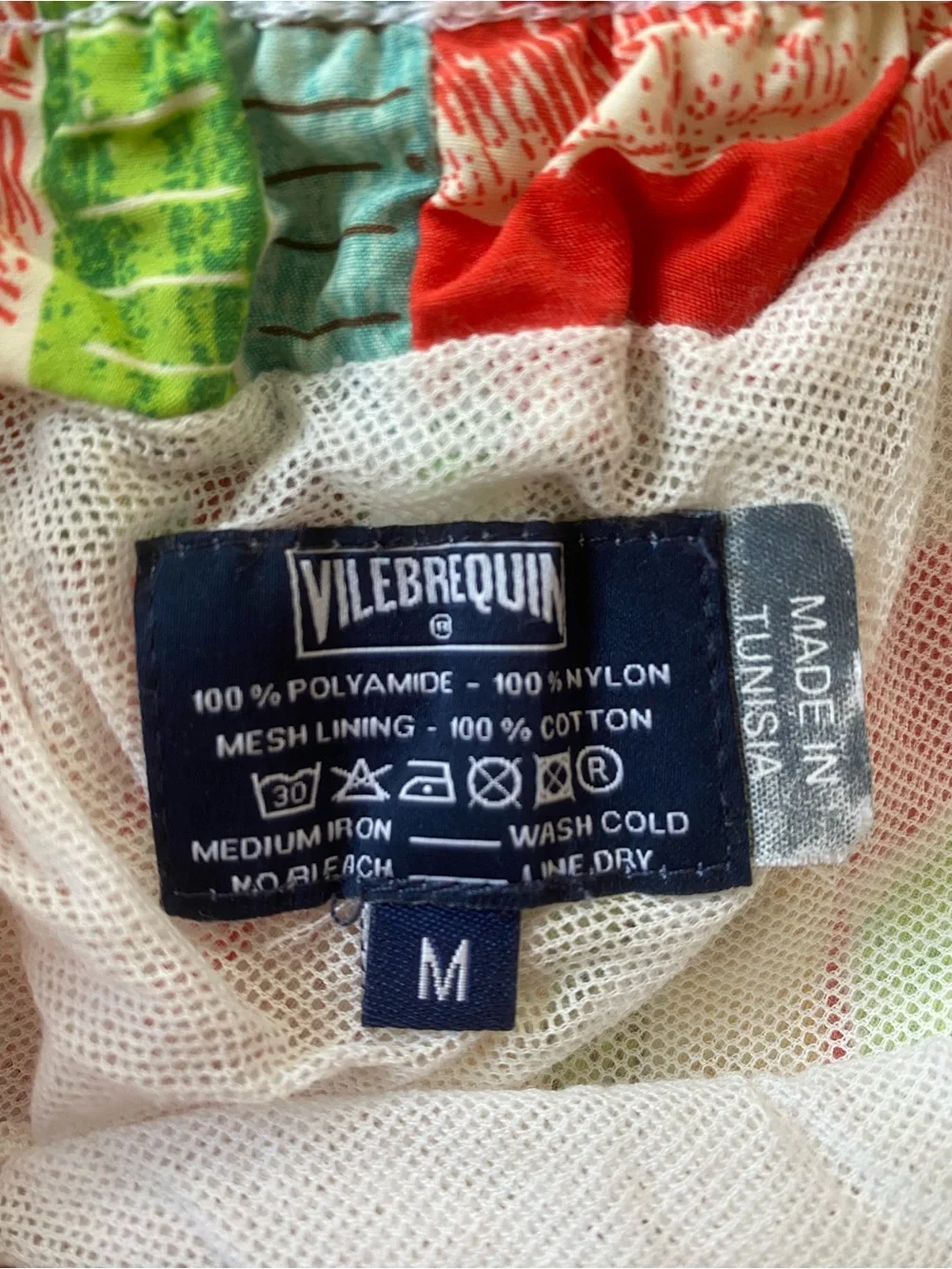 Vilebrequin Red Beach Hut Swim Trunks Palm Tree Drawstring Preppy Print Medium